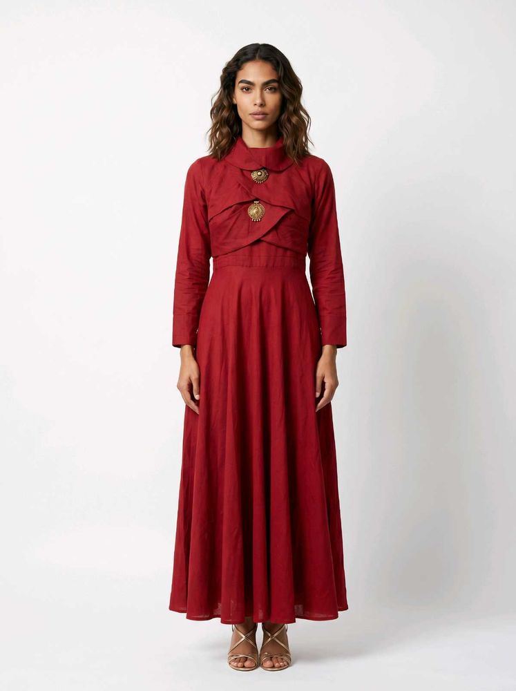 Elegant Maroon Maxi Dress