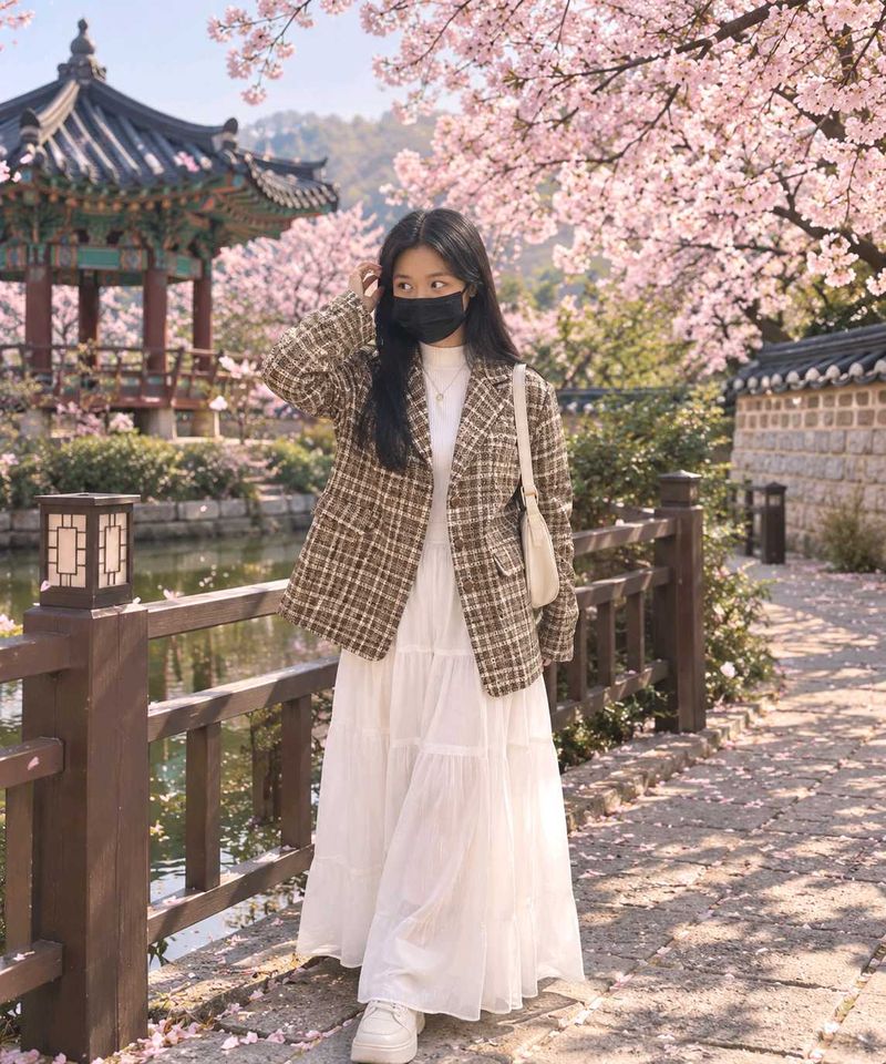 korean Plaid Blazer