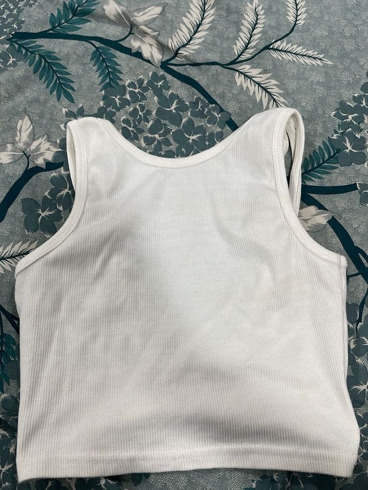 Ribbed White Tank Top