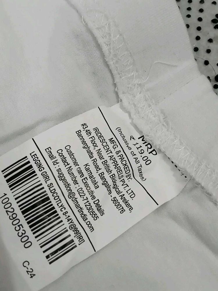White Cotton Leggings for Girls