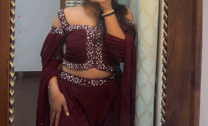 Embellished Maroon Lehenga Choli Set