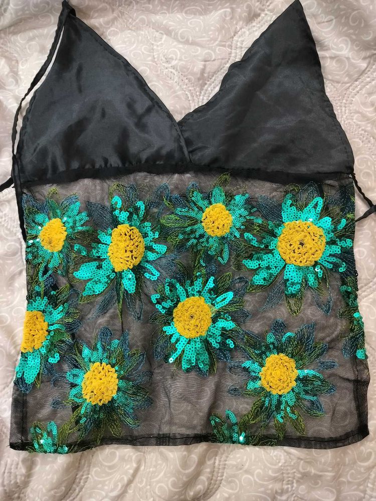 Y2K chatpate ethnic backless party top