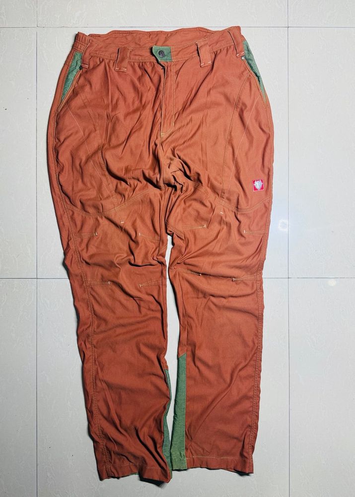 Orange Cargo Pants with Green Accents