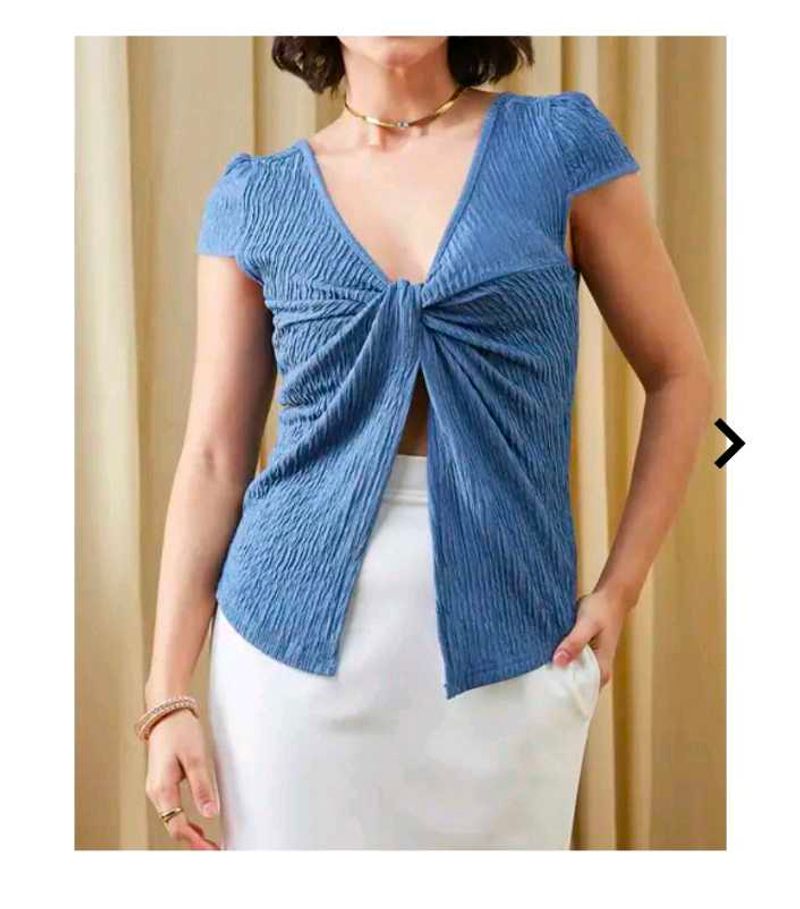 Shein Twist Front V-Neck Top