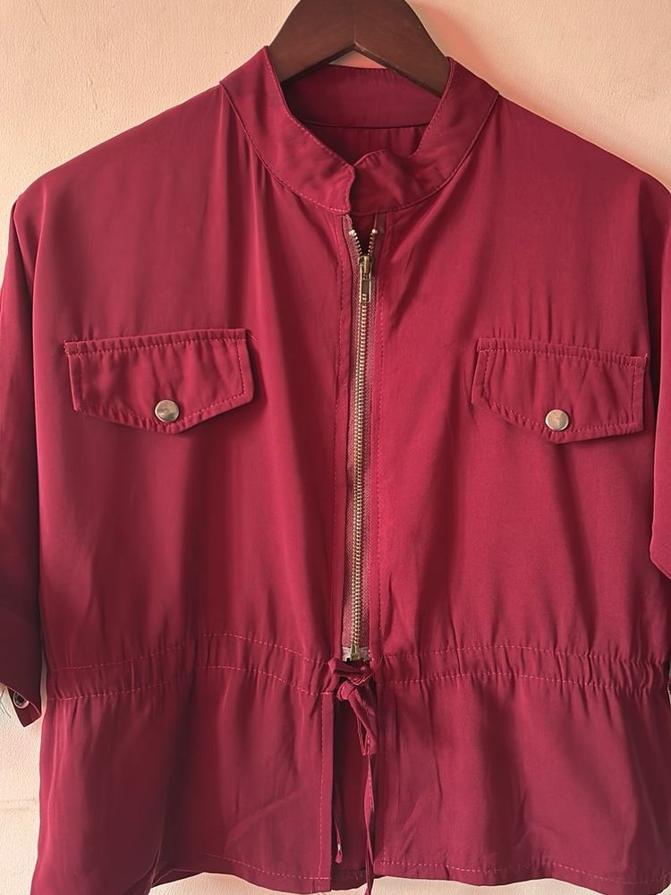 Maroon Zip-Up Jacket