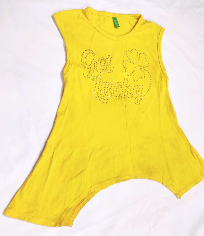 🇬🇧Baby Girls Bright Yellow "Get Lucky" Top