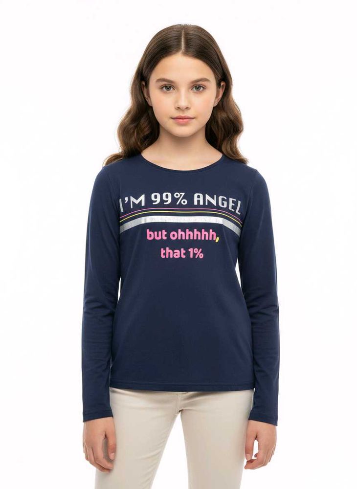 Girl's "99% Angel" Long Sleeve Top