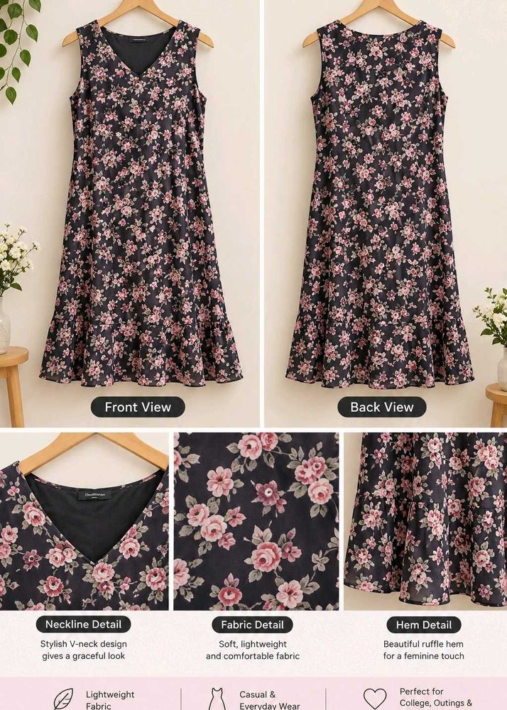 Chic Floral V-Neck Sleeveless Midi Dress