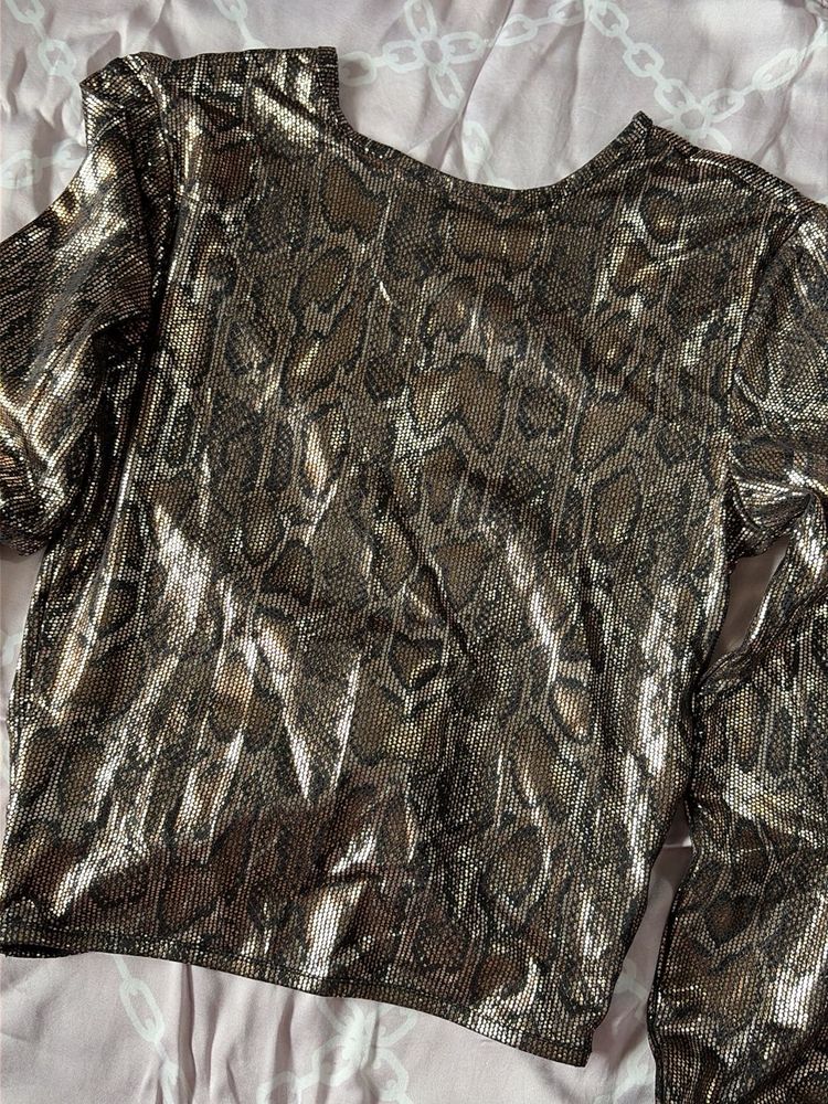 Sparkly Snake Print Long Sleeve Top