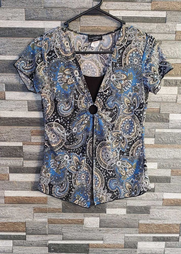 Stylish Blue Paisley Print Top