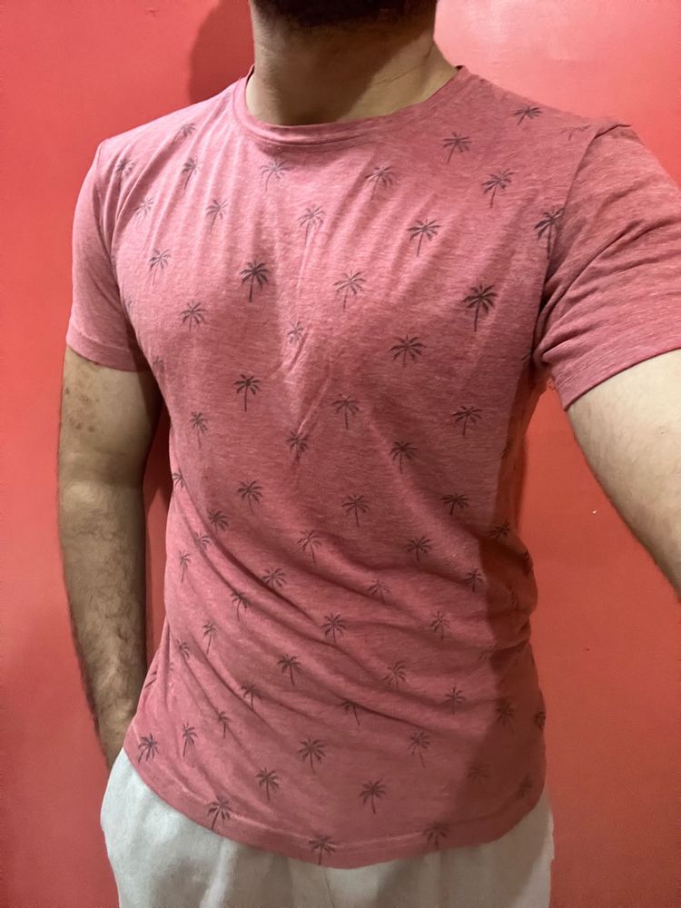 Vintage Washed Pink T-Shirt For Men 🌴