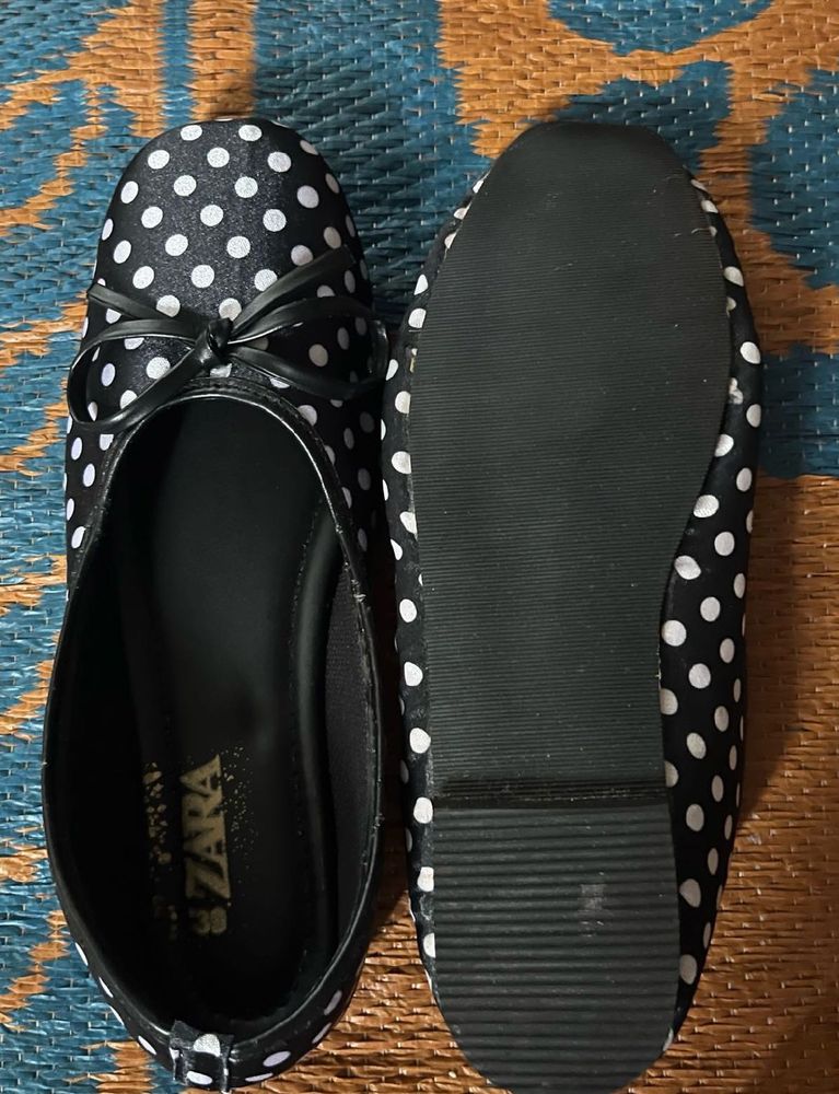 Black White Polka Dot Ballerina Flats