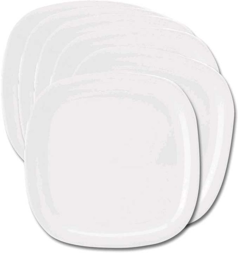 Set of  6 White milamin Square Dinner Plates