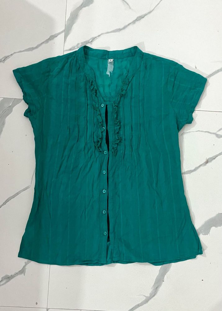 Free delivery Green Ruffle Blouse