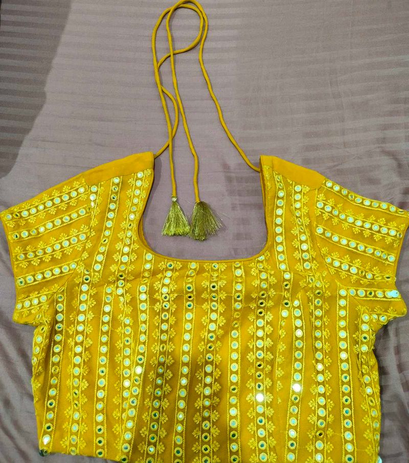 Yellow Mirror Work sharara set