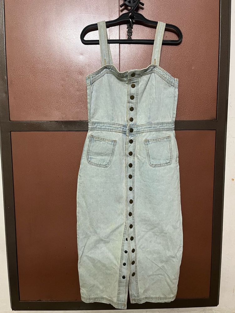Light Wash Denim Button-Front Dress