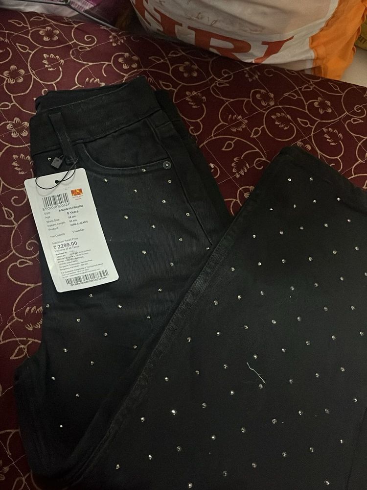Women's Black Embellished Jeans