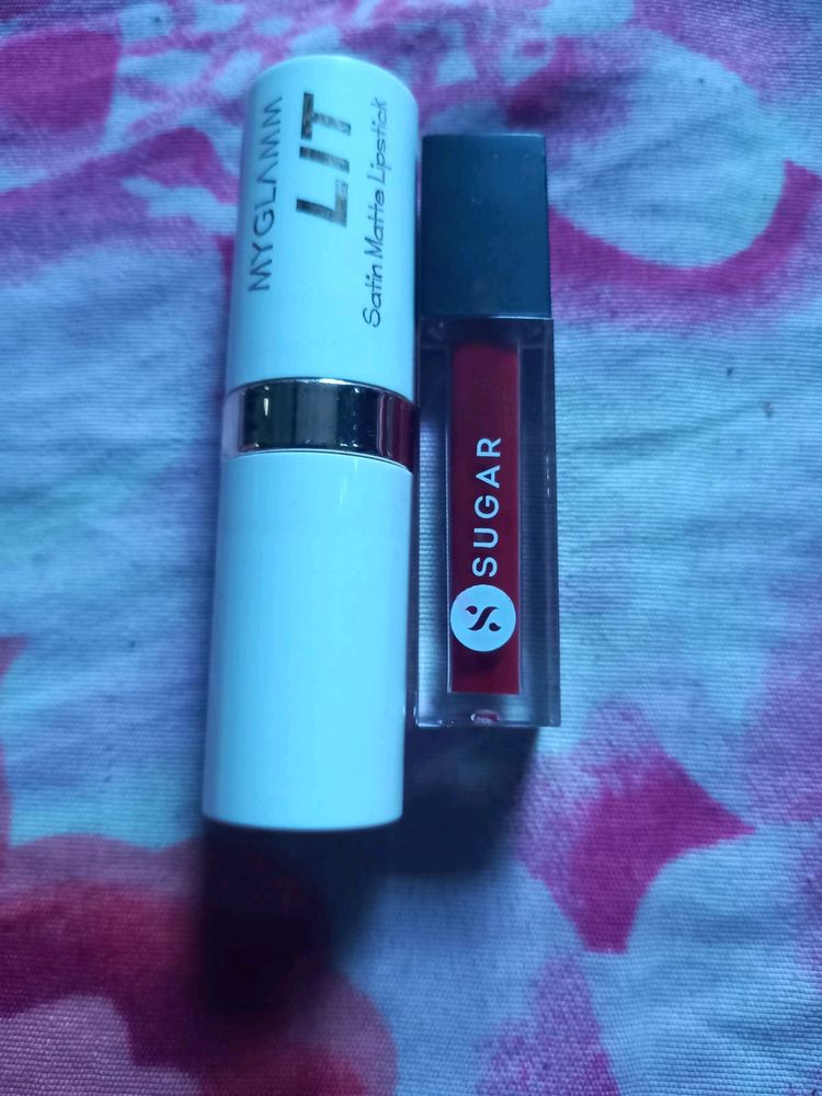 MYGLAMM LIT SATIN MATTE LIPSTICK &amp; SUGAR SMUDGE ME NOT LIQUID LIPSTICK MINI