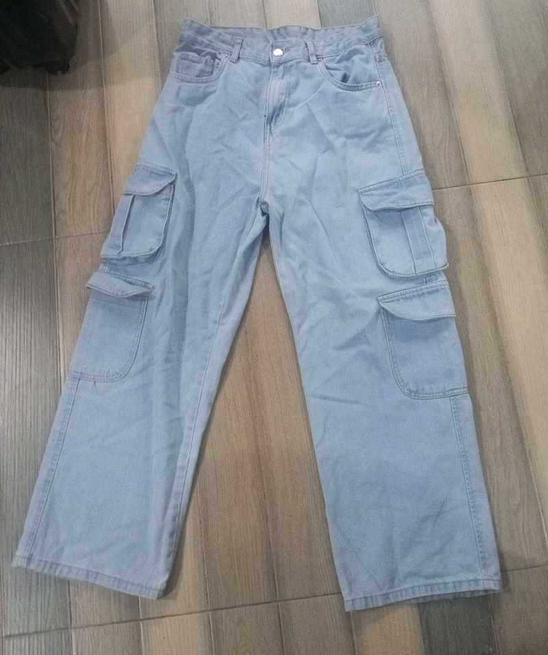 Light Wash Cargo Jeans