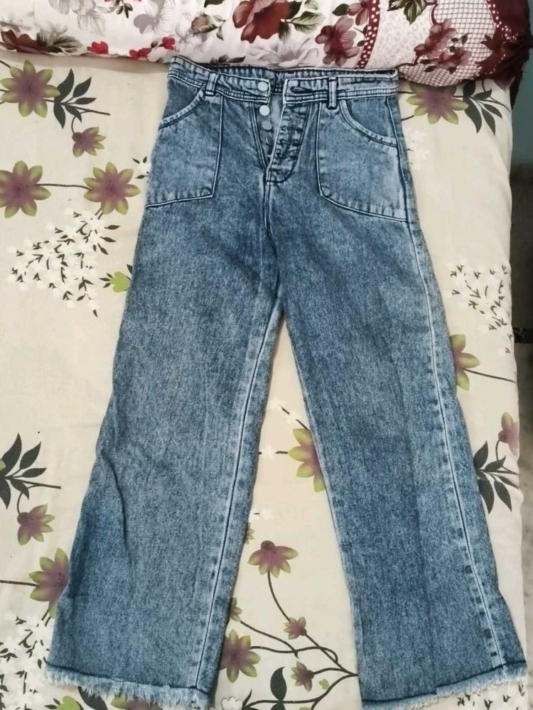 Vintage Acid Wash Wide Leg Jeans