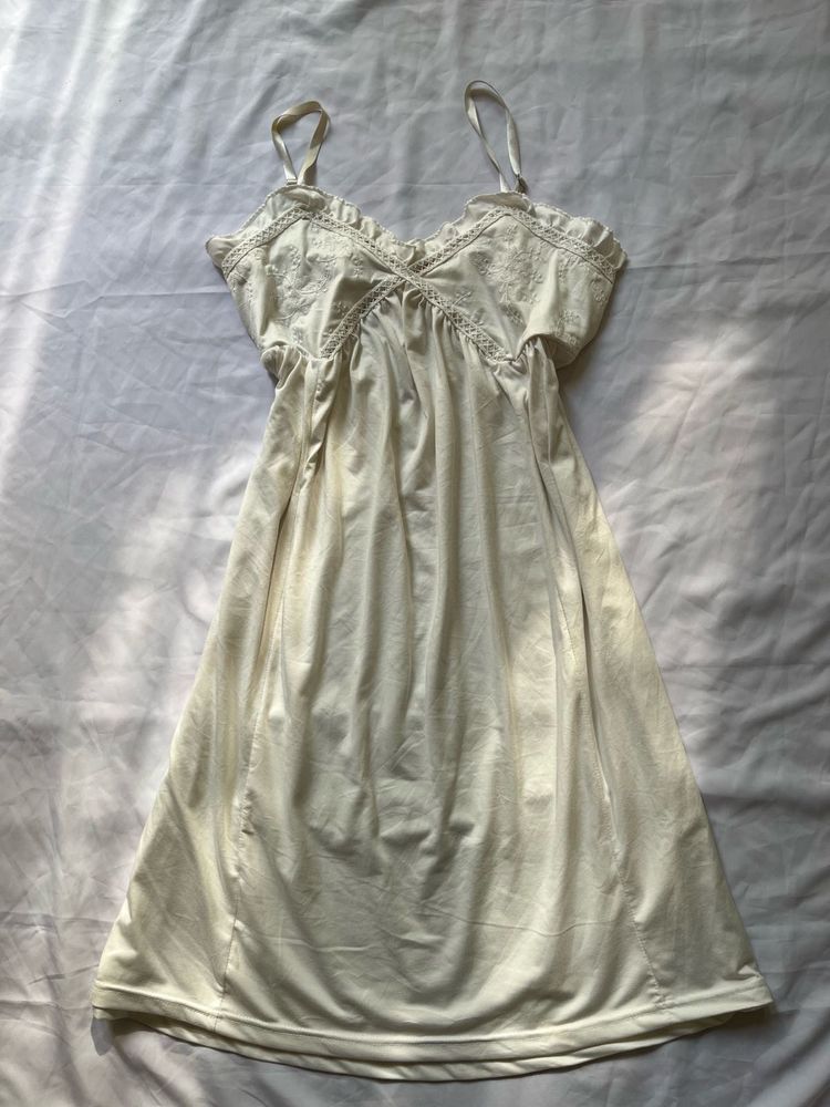 Cream Lace Trim Slip Dress
