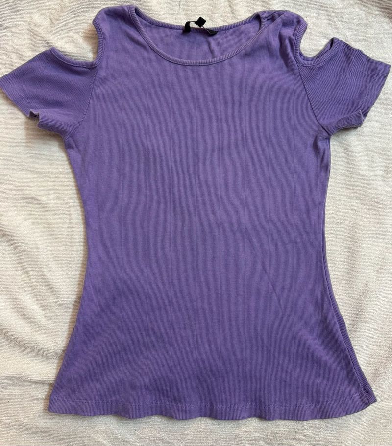 Purple Cold Shoulder Top