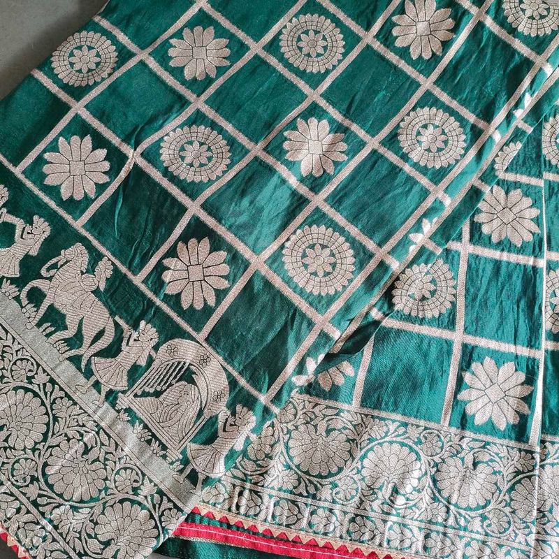 Dark Green Banarasi Saree