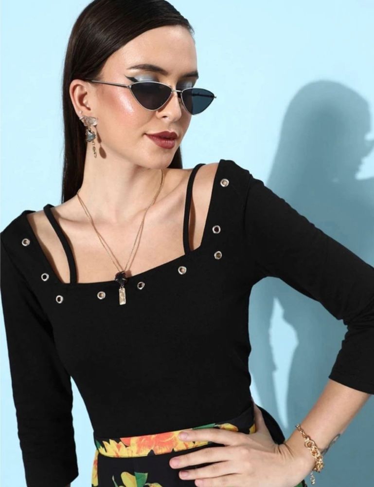 Dressberry Regular Sleeves Women Black Top