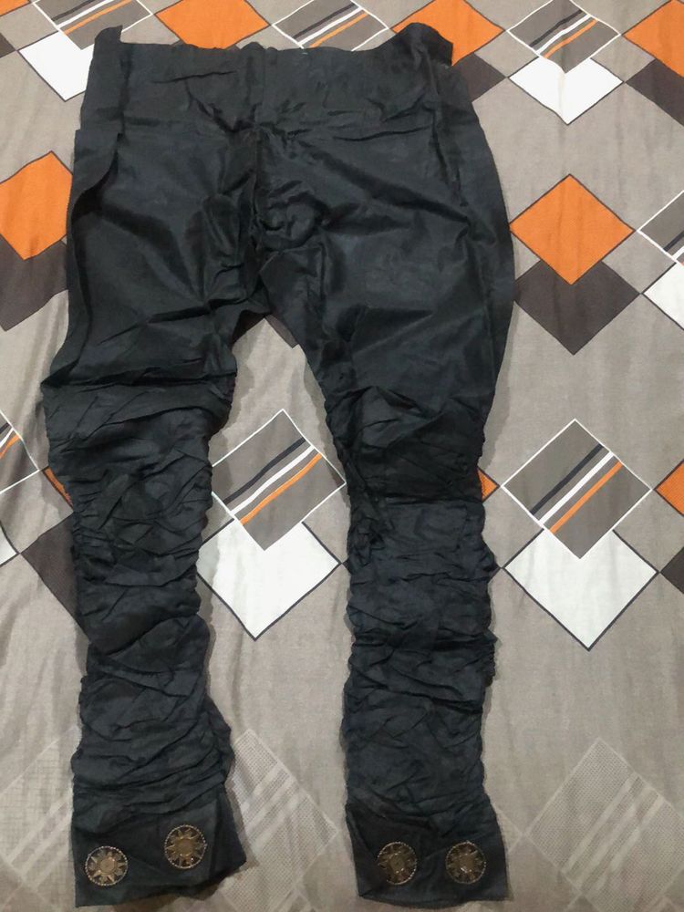 Stylish Black Ruched Pants