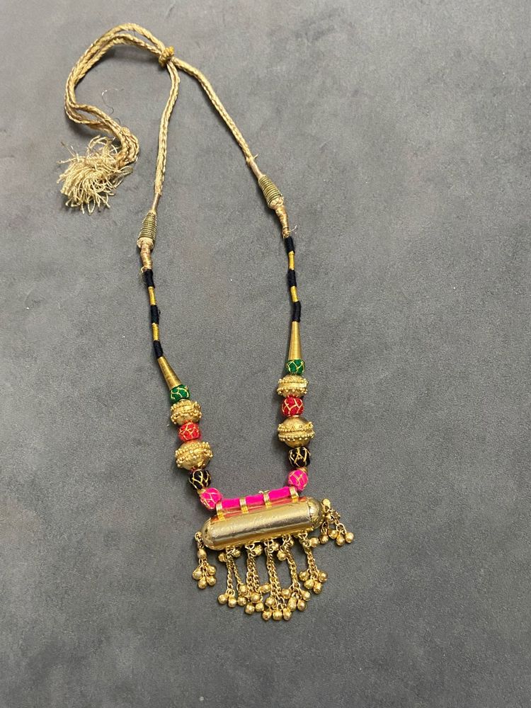 Boho Ethnic Beaded Tassel Necklace