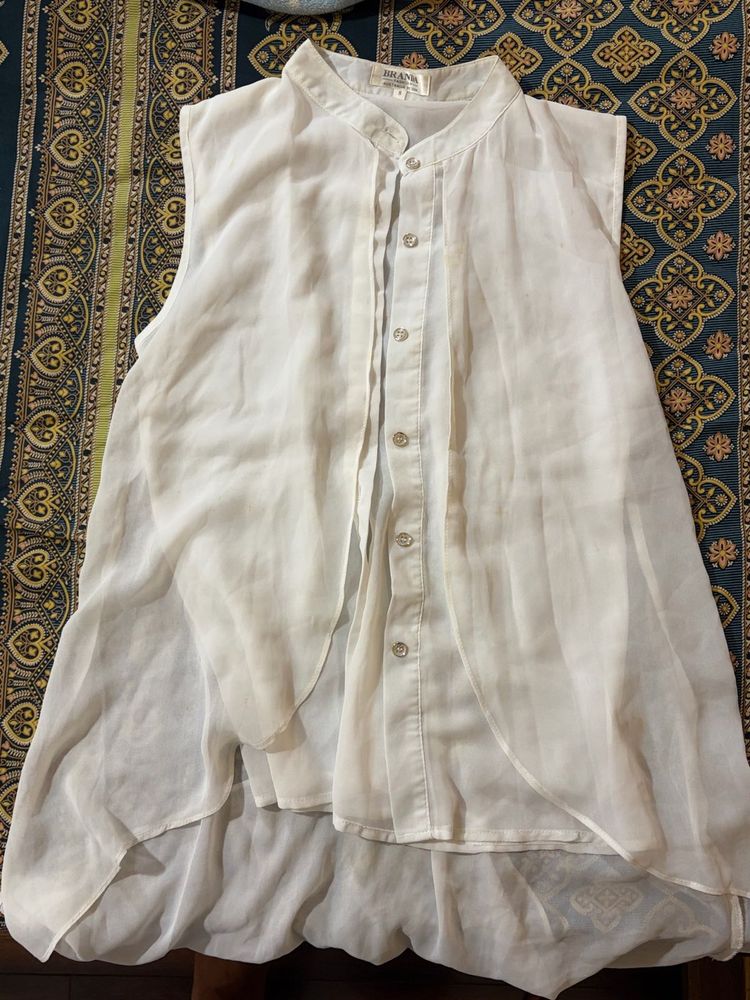 Sheer White Sleeveless Tunic Top