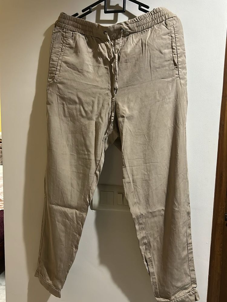 Pants Beige Casual Drawstring