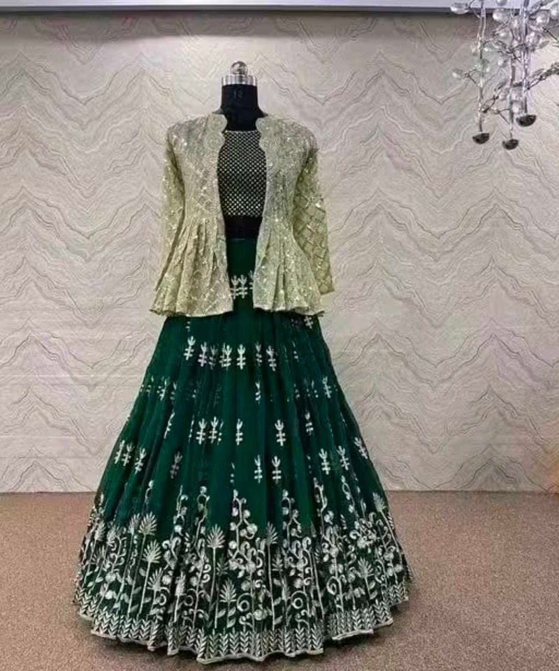 Green Embroidered Lehenga Choli