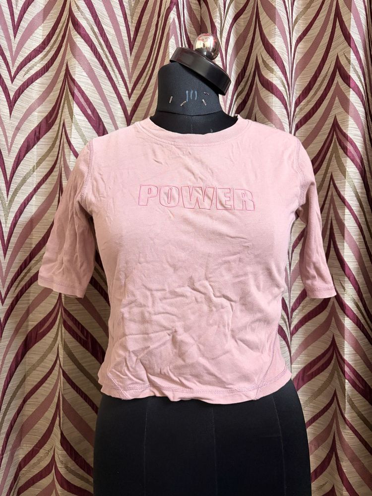 Women's Pink "POWER" Graphic T-Shirt