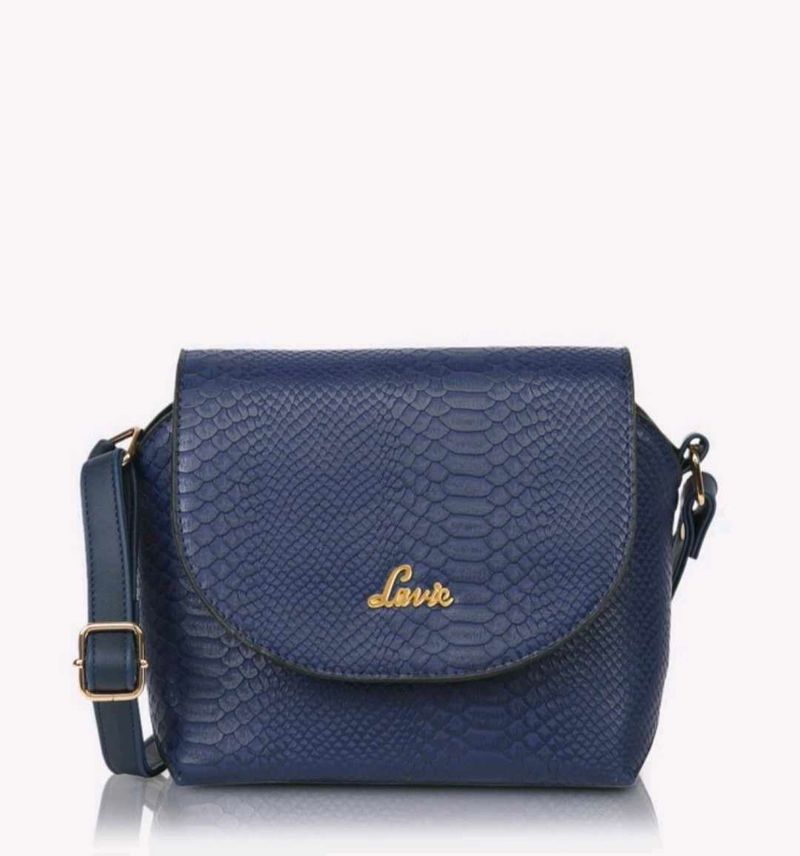 Lavie Navy Blue Textured Crossbody Bag