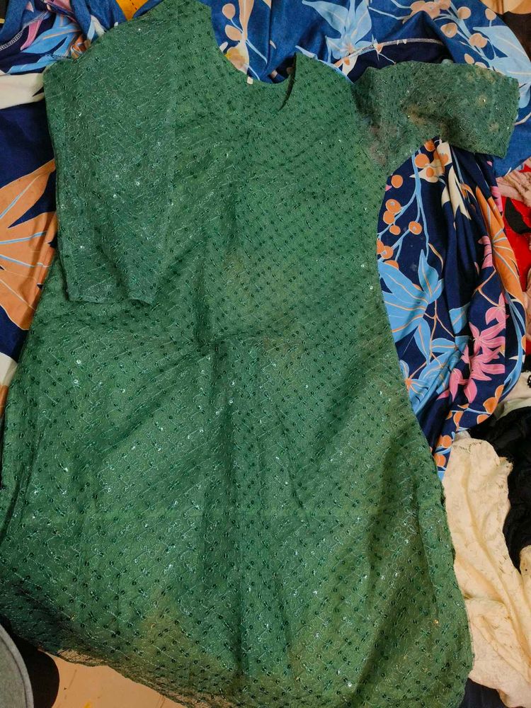 net embroidery sequence kurti