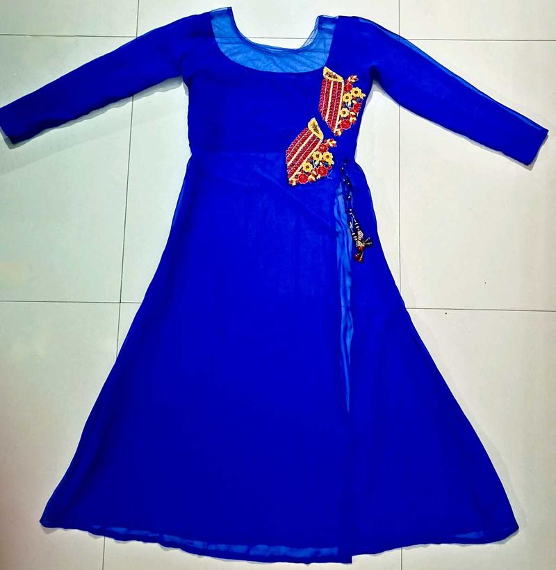 Embroidery blue net kurta