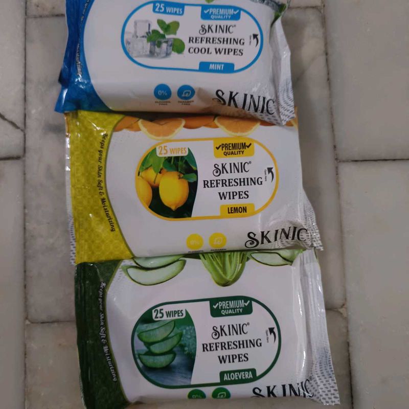 Skinic Refreshing Wipes Combo Pack of 3