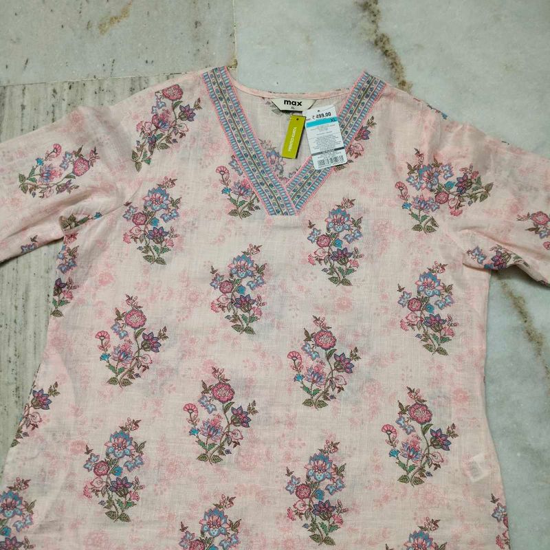 Light Pink Floral Print Kurta