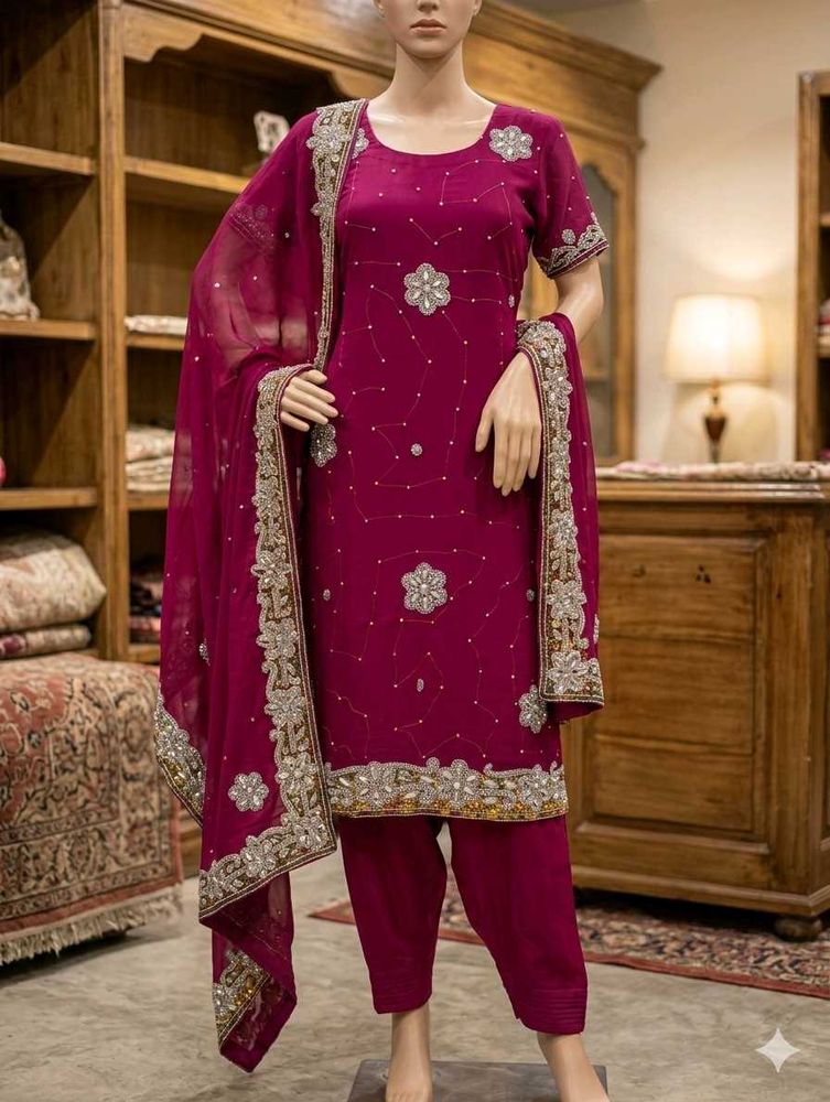 Exquisite Embellished Magenta full heavy work