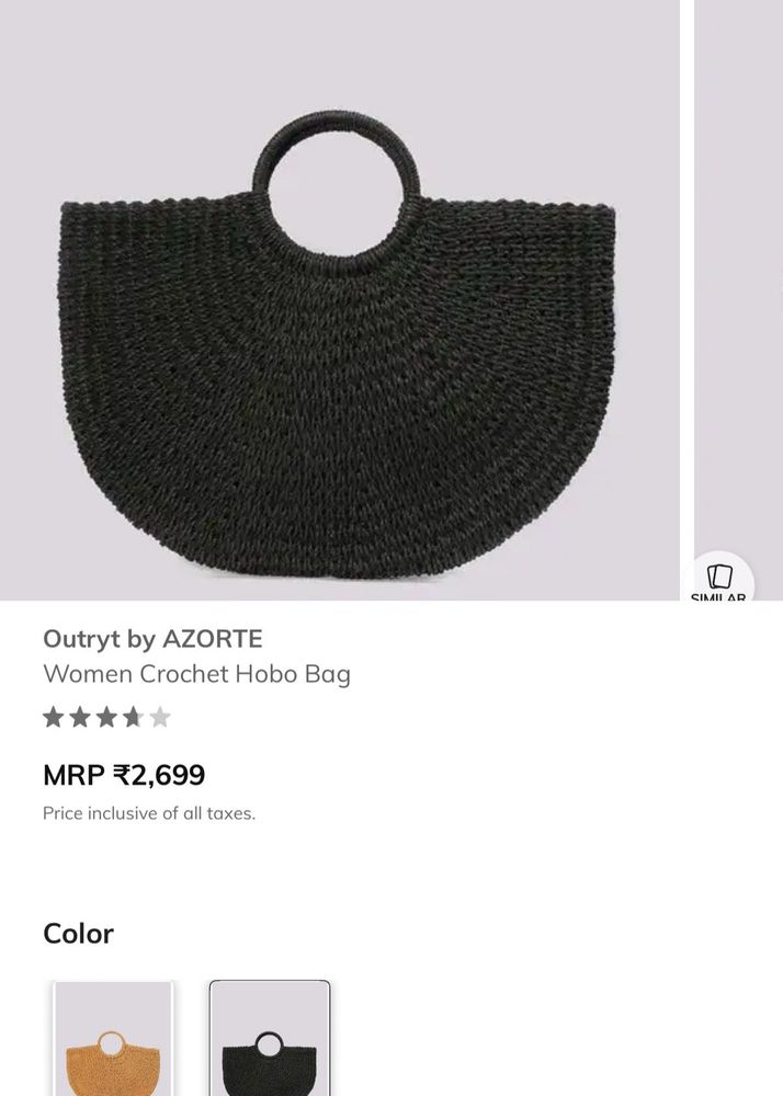 Outry by AZORTE Black Crochet Hobo Bag