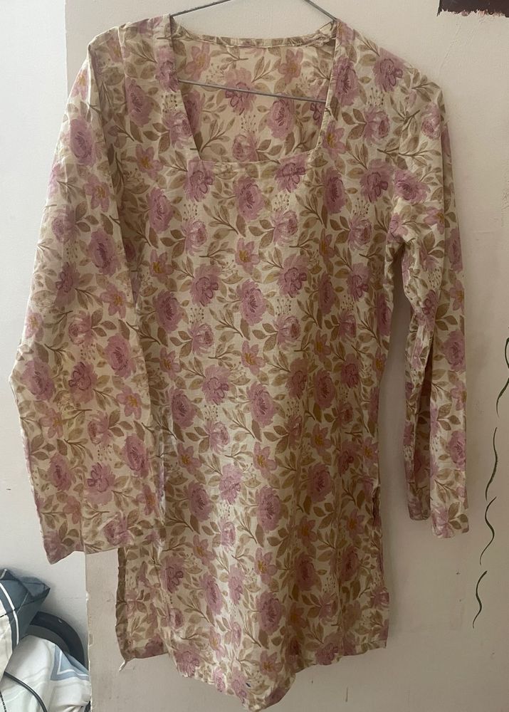 Floral short kurti with bell sleeves