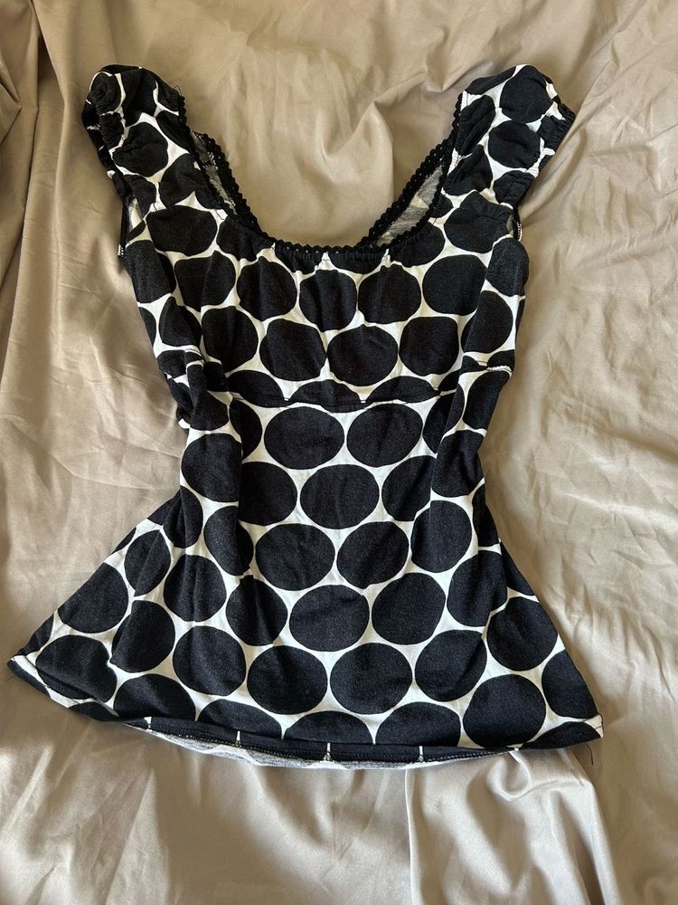 Black &amp; White Polka Dot Top