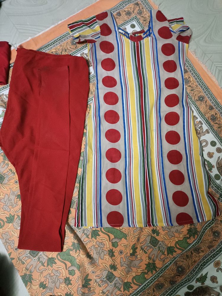 Red Kurti With Chudidar