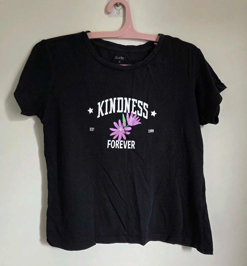 Cute Black "Kindness Forever" Graphic Tee
