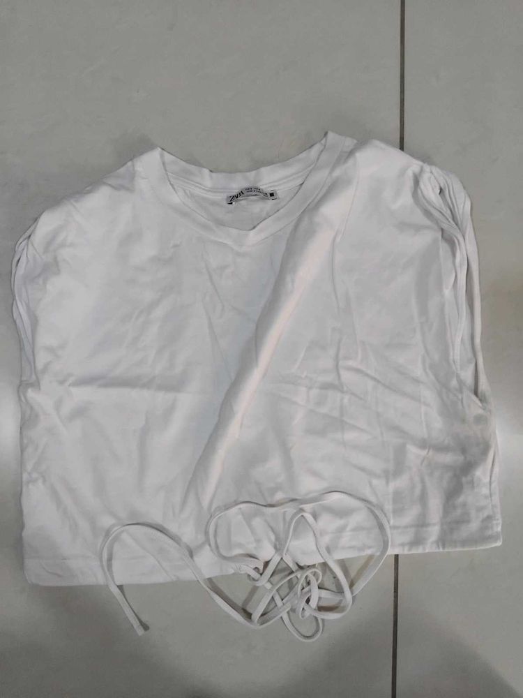 Zara White Crop Top With Strings