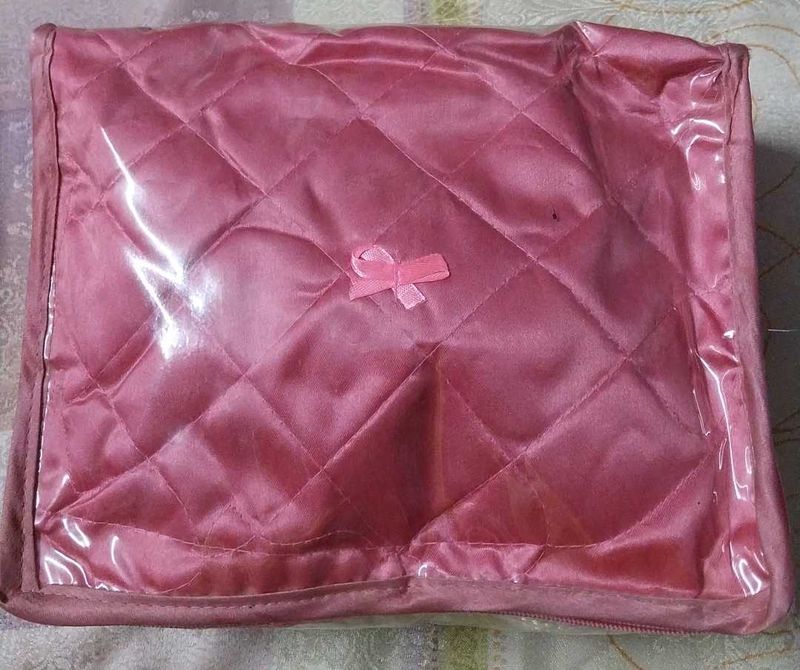 Quilted Pink Travel makeup kit Pouch