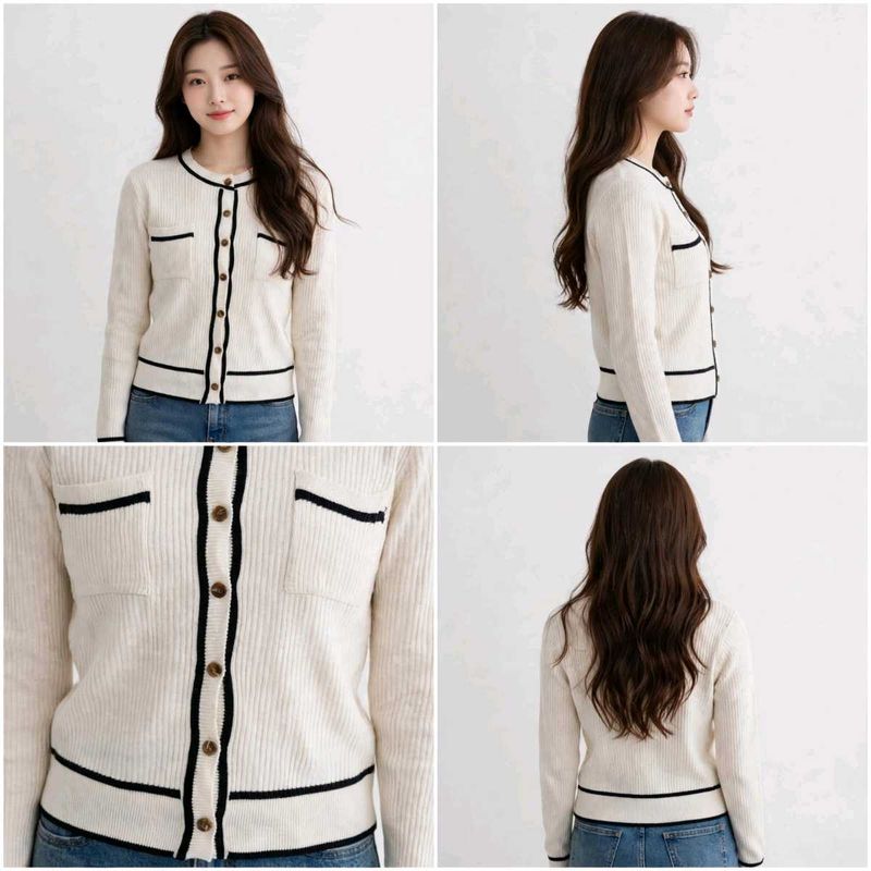 Cream white old money button cardigan.