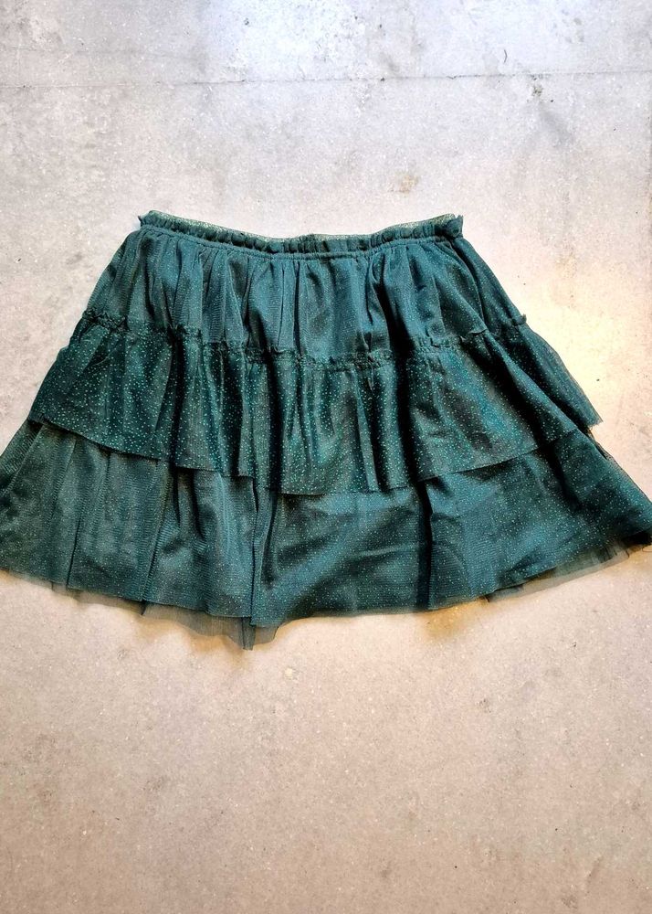Emerald Green Tiered Sparkle Skirt