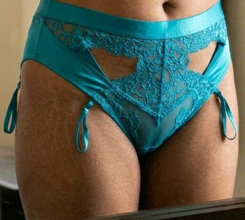 Teal Lace &amp; Satin Briefs 1
